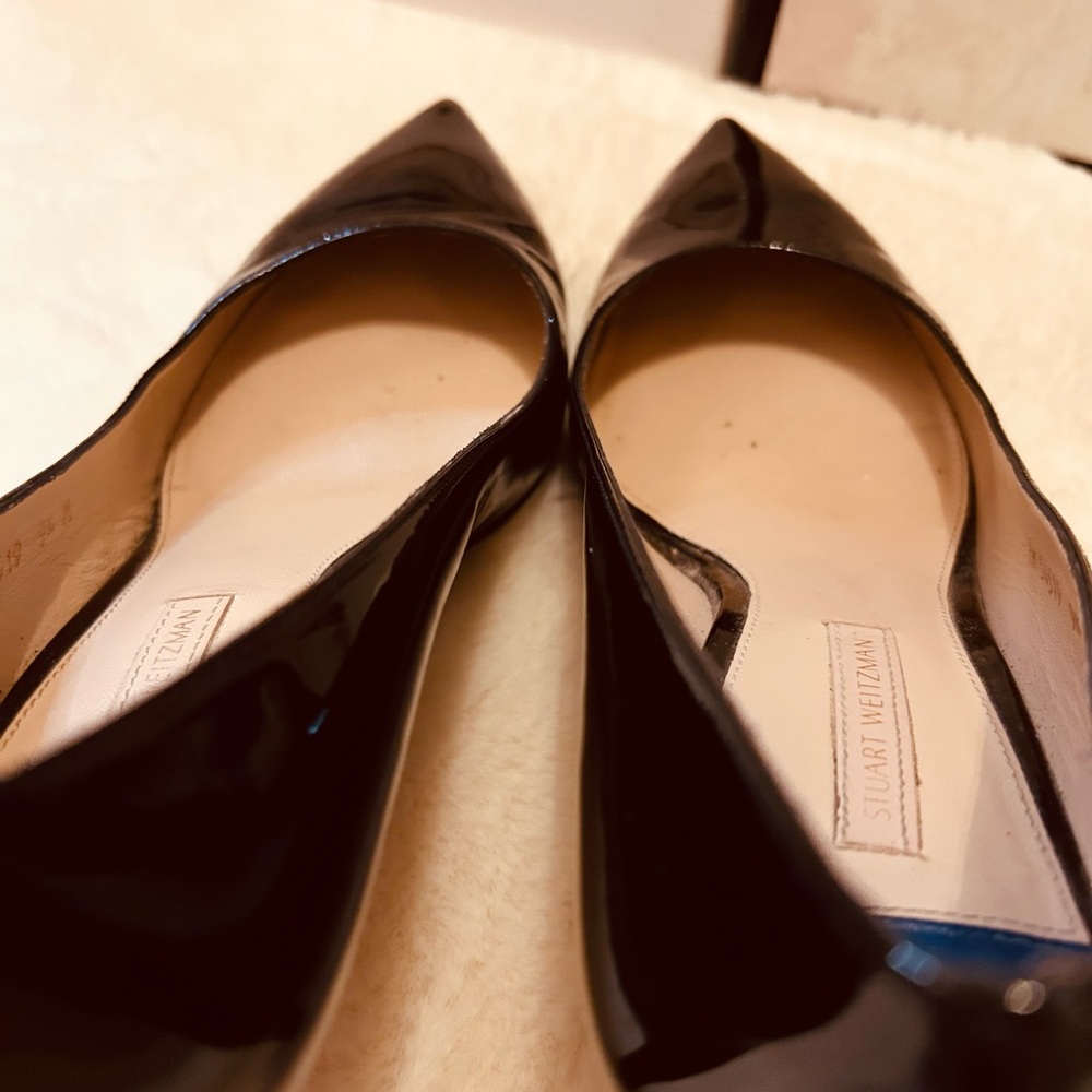 Stuart Weitzman patent leather black pointed heels Size 9.5 - Picture 5 of 15